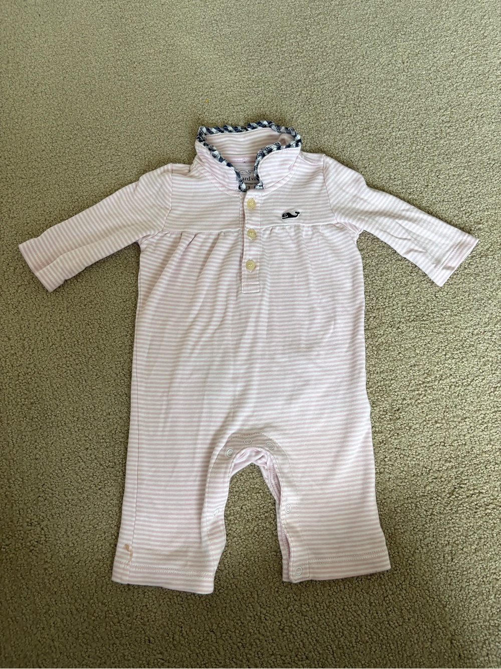Vineyard Vines Pink Stripe Baby One-Piece Jumpsuit 0-3M